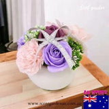 Ceramic Potted Purple Soap Rose & Carnation Flower/Home Decor/Flower arrangement