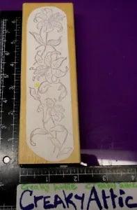 LILY VINE BORDER FLOWERS RUBBER STAMP PENNY BLACK HAND MOUNTED 2136K
