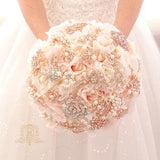 Wedding bouquet. quincea?era Blush pink rose gold brooch bouquet.