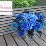 Bridal Bouquet, Blue and Black Bouquet, bohemian bouquets, Blue Hydrangea Bouquet, Rose Bouquet, Black Calla Lilies bouquet, Wedding Decor