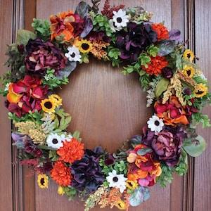 Hydrangea, Peony & Seed Cluster Wreath ?C Fall/Winter Wreath ?C Halloween, House Warming, Birthday