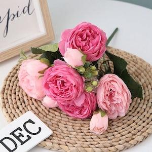 1 Bundle Silk Peony Bouquet Home Decoration Accessories Wedding Party Scrapbook Fake Flowers Diy Craft Artificial Roses Flowers