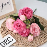 1 Bundle Silk Peony Bouquet Home Decoration Accessories Wedding Party Scrapbook Fake Flowers Diy Craft Artificial Roses Flowers