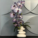 Artificial Purple Orchid Phalaenopsis in Handmade Vase Real Touch Silk Flowers Branch Faux Plant for Indoor Fake potted arranging