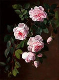 Beautiful huge Oil painting Johan Laurentz Jensen peonies flowers on branch art