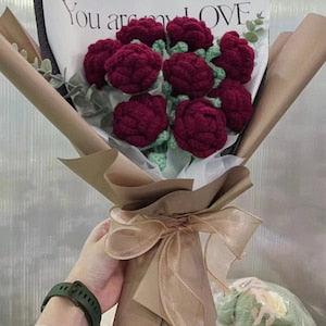 crochet rose bouquet/handmade flower/Beautiful Decor and Gifts /birthday gift/gift for girlfriend/Personalized Hand-Knitted Roses
