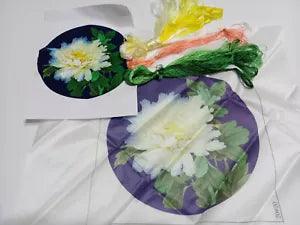 Chinese natural mulberry silk thread,su hand embroidery kits:flower peony circle