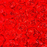 Red Rosette Fabric 3D Floral Fabric By The Yard, Peony Bouquet Fabric on Mesh, 3D Rosette Satin Fabric Wedding Decor.
