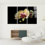 Orchid Blossom Wall Art, Accent Bedroom Decor, Blooming Flowers Print On Canvas, Glass Floral Home Decoration