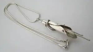 Large Sterling Silver Calla Lily Arum Flower Pendant 18" Snake Chain Necklace