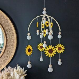 baby Mobile, Baby mobile with sunflower, flower baby nursery, boho baby mobile. baby mobile with flowers, boho nursery decor, nursery decor