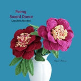 Crochet Peony Flower Pattern photo tutorial- Crochet Peony Sword Dance - Crochet pattern for Decor, Bouquets and Arrangements