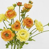 Fake Ranunculus Flower Stem, Artificial Flower with Bud, Home Floral Arrangement, Bridal Bouquet DIY Material, Rustic Party Plant Decoration