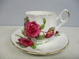 VINTAGE ROYAL DOVER ENGLAND JANUARY CARNATION FLOWER TEA CUP & SAUCER