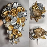 Silver Gold Bridal Wedding Bouquet Accessories