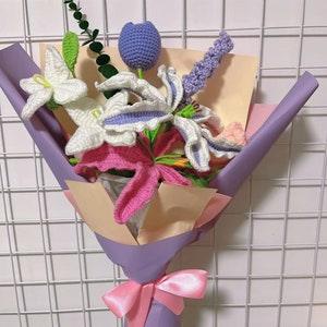 Knitted Flowers, Crochet Flowers Bouquet, Handmade Knitted Bouquet, Gift For Her,Valentine's Day Gift, Mix Crochet Bouquet