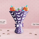 Halloween Bouquet of Paper, Paper Halloween Bouquet with cut lines, Ramo de flores de papel, Vase for paper Halloween, Halloween Present.