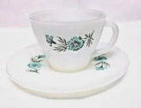 Vintage Fire King Cup and Saucer Blue Carnation  or Chicory