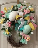 Spring Easter egg floral oval grapevine wreath by Taylormadecustombows 26x20x6"
