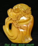 10" Natural Tianhuang Shoushan Stone Carve Peony Flower Bird Seal Signet Stamp