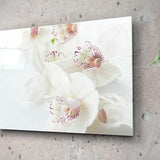 White Orchids Wall Art Calming Girls Nursery Decor SPA Salon Decoration Glass Bedroom Decor Newlywed New Home Gift