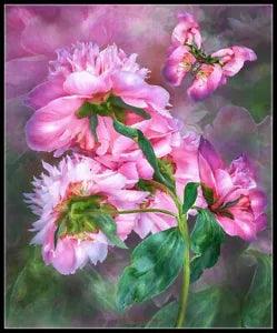Peony Butterflies - Chart Counted Cross Stitch Patterns Needlework DIY DMC