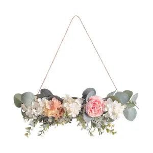 Vintage Artificial Peony Flower Hoop Wreath Wall Decor