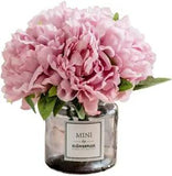 Artificial Flowers with Vase Fake Peony Flowers in Gray Vase Faux Flower Arrange