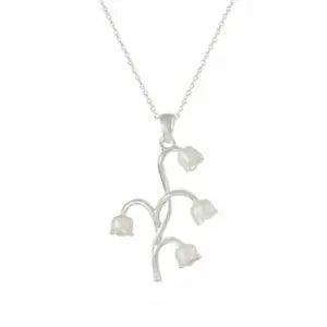 Lily of the Valley White Enamel Silver Tone Pendant