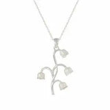 Lily of the Valley White Enamel Silver Tone Pendant