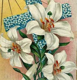 1910 Antique Easter Postcard, L.R. Conwell N.Y. Lilies Cross Star Flowers Gilt