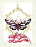 peony flower butterfly large 8.25" arm tattoo  wholesale