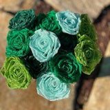 Asst Green Lace Roses with Stems, Lace Flower Bouquet, Lace Flower, Lace Roses, 13th Wedding Anniversary Gift, Lace Gift for Her, Thirteenth