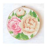 Floral cross stitch pattern modern, Bouquet of flowers cross stitch, beautiful peonies modern cross stitch floral decor #731