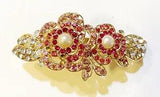 Peony Flower Design Hair Accessory Barrette Style crafted with Pearl and Rhinest