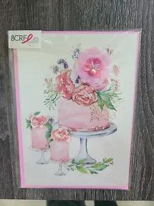 PAPYRUS BCRF GEMMED 3D JEWELS PEONIES PEONIE FLOWERS AND CAKE BIRTHDAY CARD
