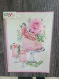 PAPYRUS BCRF GEMMED 3D JEWELS PEONIES PEONIE FLOWERS AND CAKE BIRTHDAY CARD