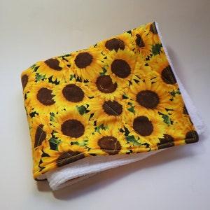 Dish Mat - Sunflower Dishmat  - Drying Dishes - Kitchen Towel - Cotton Plush Terry Cloth - Bountiful Harvest Pretty sunflowers