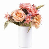 Rose and Hydrangea Silk Flower Arrangement in Ceramic Vase with Faux Water