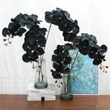 Orchid silk large long stem artificial flower black butterfly - Party Home/Garden Decor Party