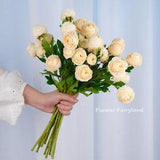 Pack of 3 - Small Ranunculus Stem | High Quality Artificial Flower | DIY Floral | Wedding/Home Decoration | Gifts - Champagne (Set of 3)