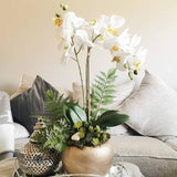 Sarina Faux Orchid gold bowl display