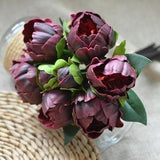 NEW Burgundy Peonies Real Touch Flowers DIY Silk Bridal Bouquets Wedding centerpieces Posy Bouquet Home Decor Flowers