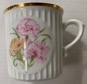 Original Bohemia Czech JANUARY CARNATION Flower of Month Coffee Mug 3.5"