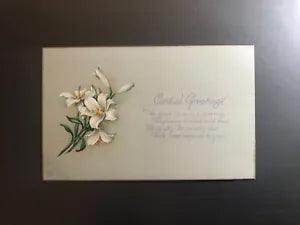 Postcard Cordial Greetings Lilies Flowers