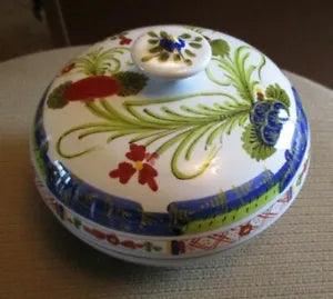 ITALIAN FAENZA BLUE CARNATION GARAFANO TRINKET BOX AS NEW CONDITION