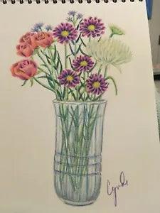 mixed flowers COLORED PENCIL DRAWING