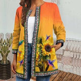 Sunflower Hummingbird Plus Size Jacket, Coat, Long Sleeves Jacket, Women Coat, Women Clothing, Gift for women, Women Jacket TD_HN150214D