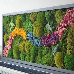 Fast order. Summer Edition. LED art. Moss art + led Modern wall art. Real Moss. Moss frame. Chartreuse green Moss Wall .Botanical Art.