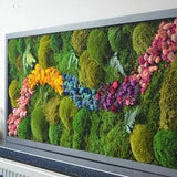 Fast order. Summer Edition. LED art. Moss art + led Modern wall art. Real Moss. Moss frame. Chartreuse green Moss Wall .Botanical Art.